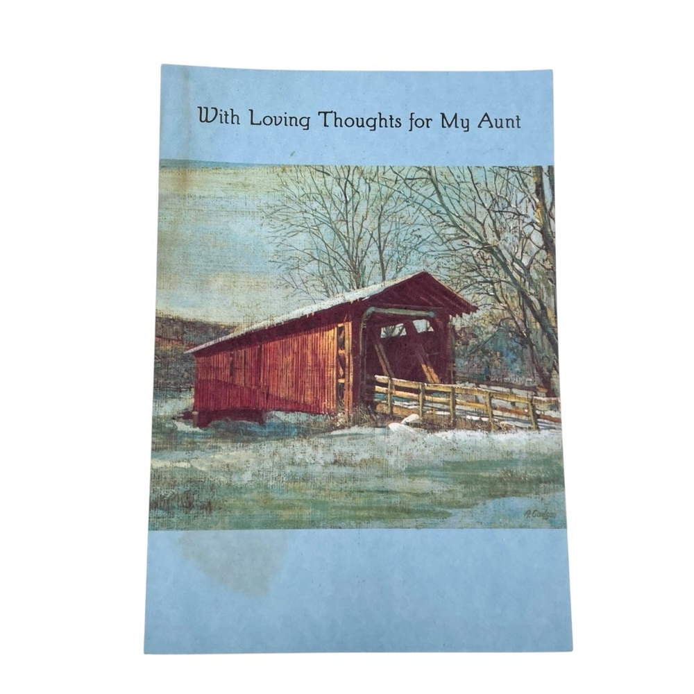 Vintage Hallmark Card Made in USA For My Aunt Covered Bridge Winter Holiday